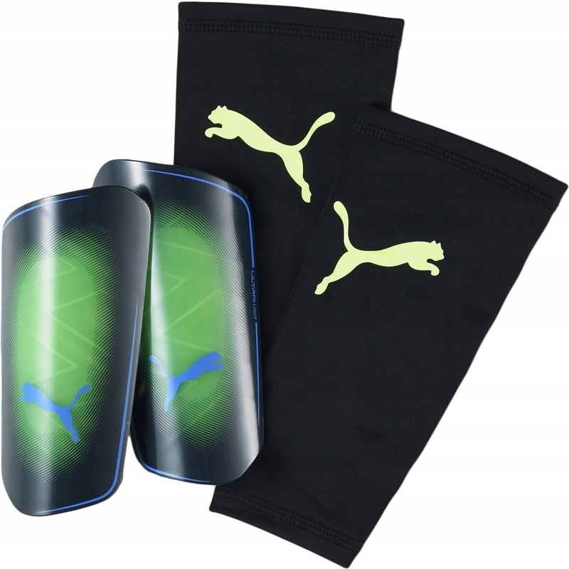 Puma Shinguards ULTRA Light Sleeve futbola aizsargi, zaļa un melna krāsa