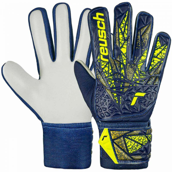 Reusch Attrakt Starter Solid Junior vārtsargu cimdi, tumši zili un dzelteni Reusch Attrakt Starter Solid Junior vārtsargu cimdi, tumši zili un dzelteni